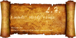 Laskó Hiláriusz névjegykártya